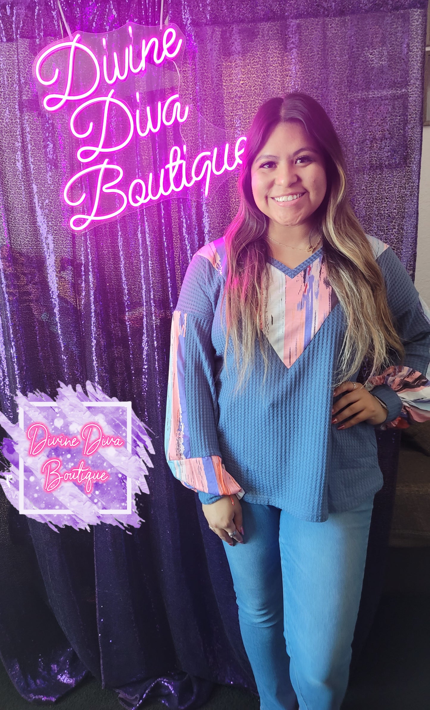 Blue Waffle abstract Top