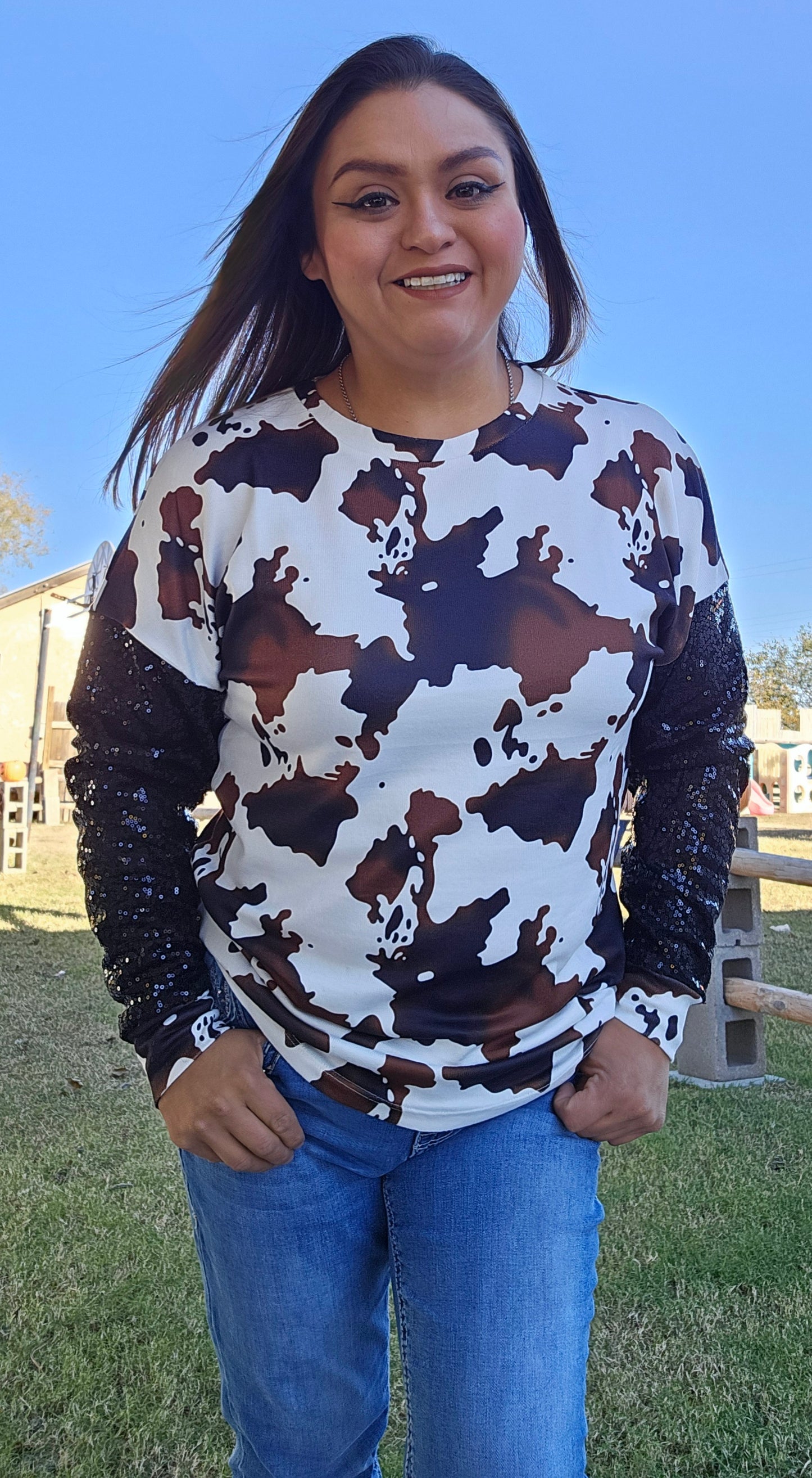 Cow Print Bling Top