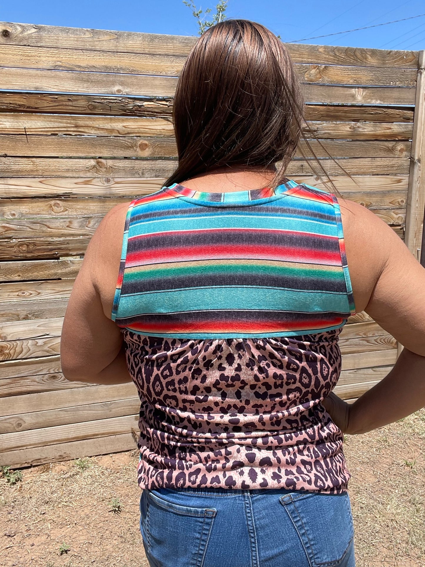 Serape Leopard Pocket Tank Top