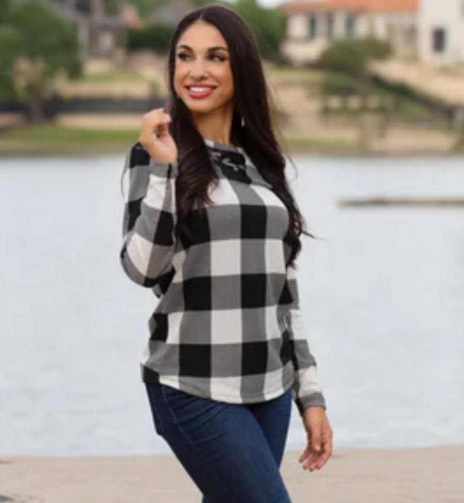 Plaid Lace Top