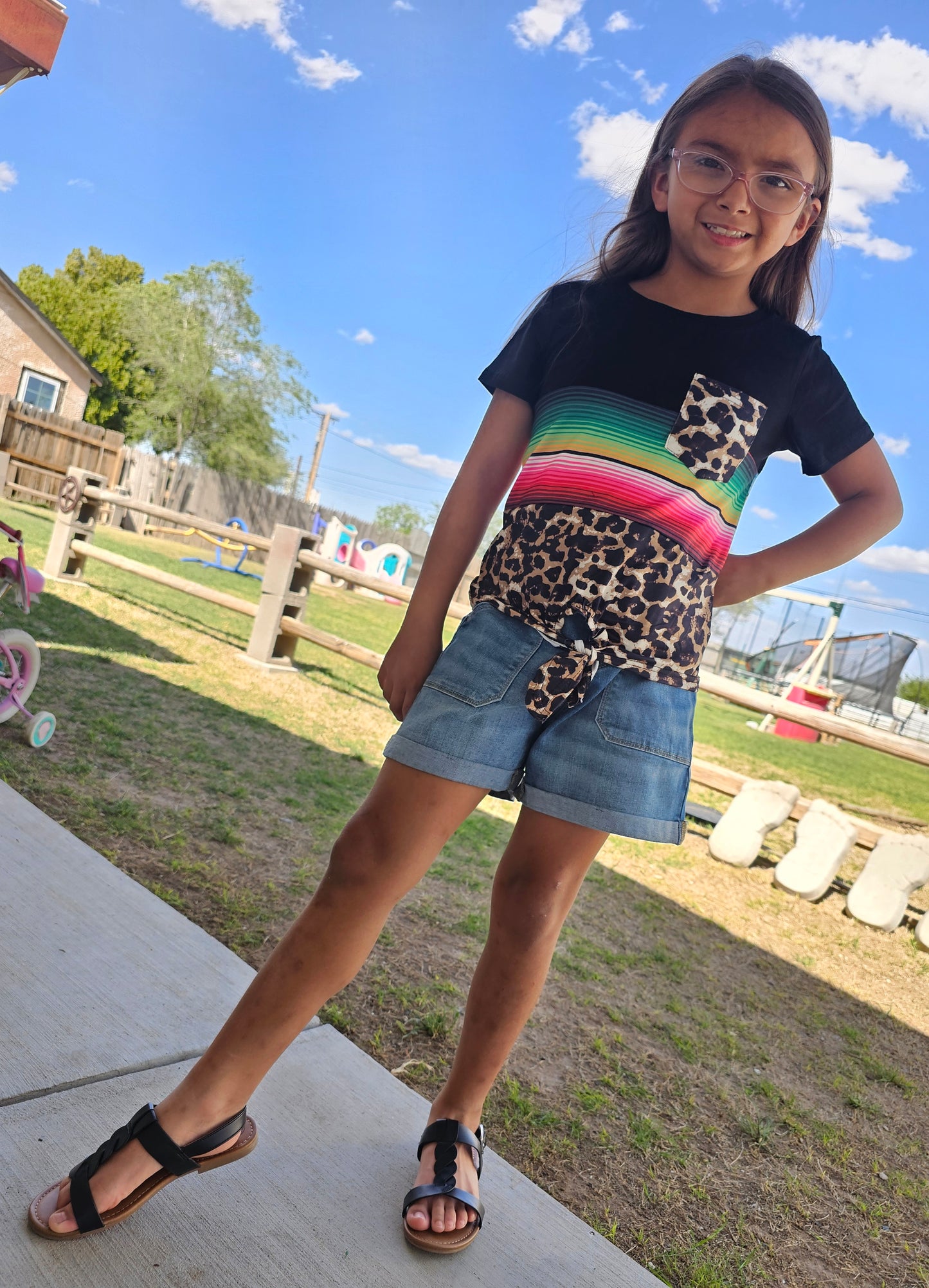 Kids Serape Leopard Top
