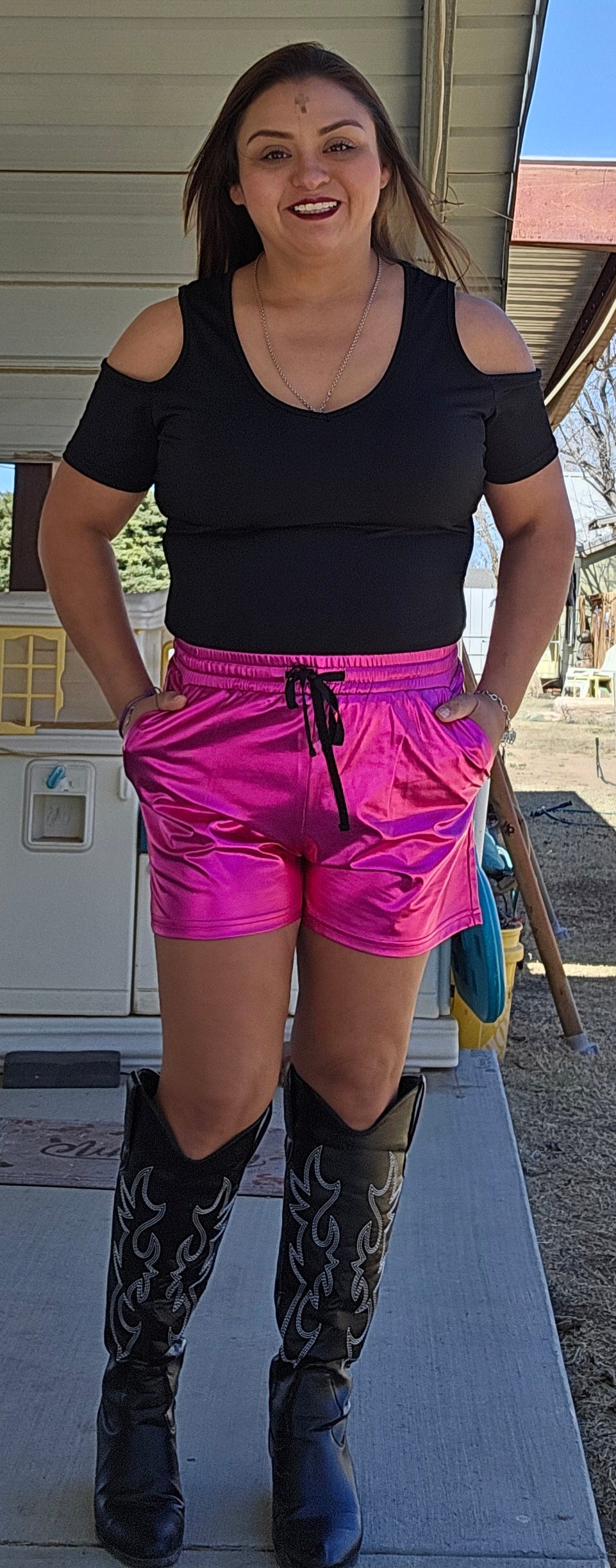 Pink Metallic Shorts