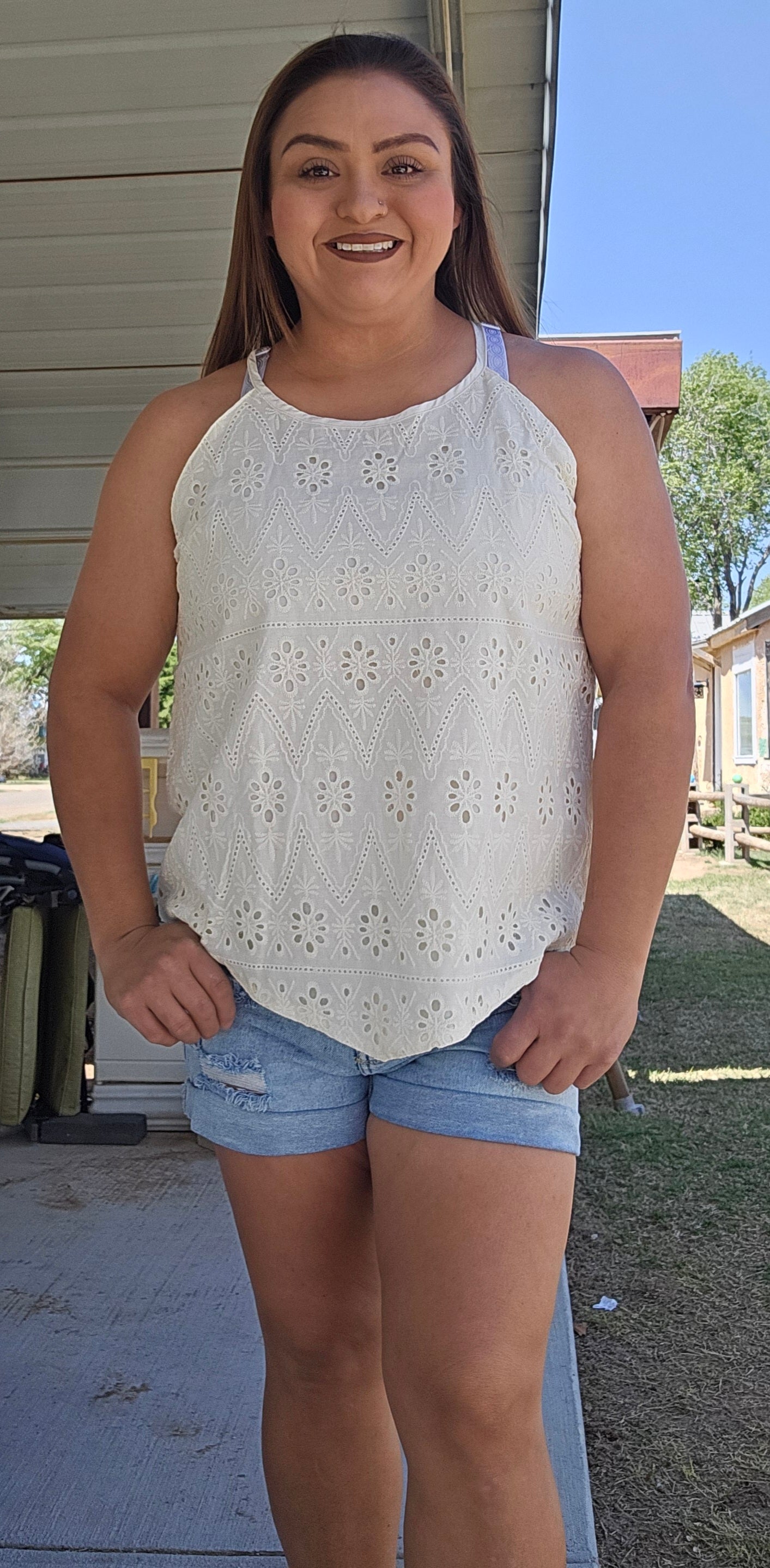 Cream Eyelet Tank