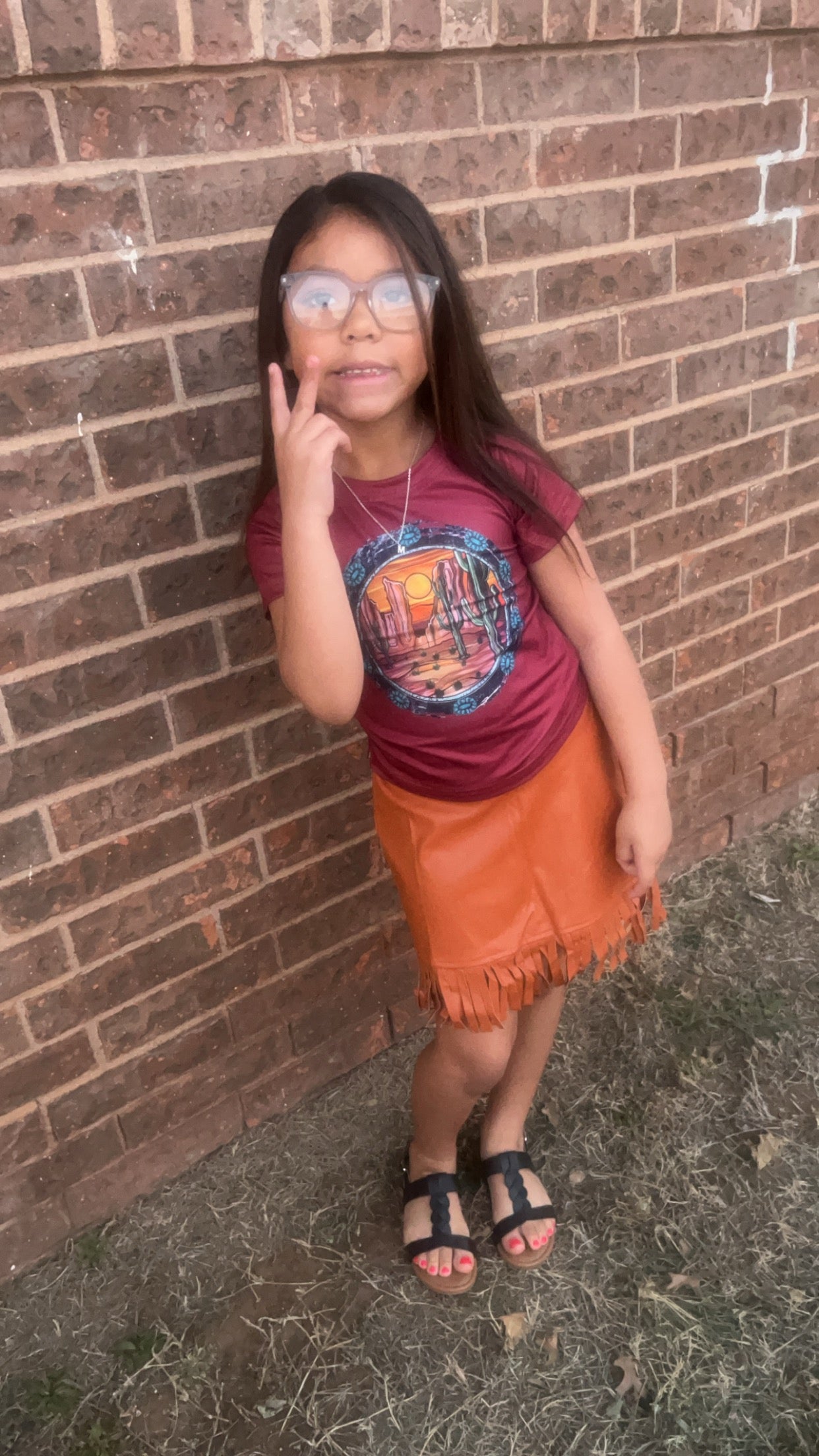 Faux Leather kids Skirt