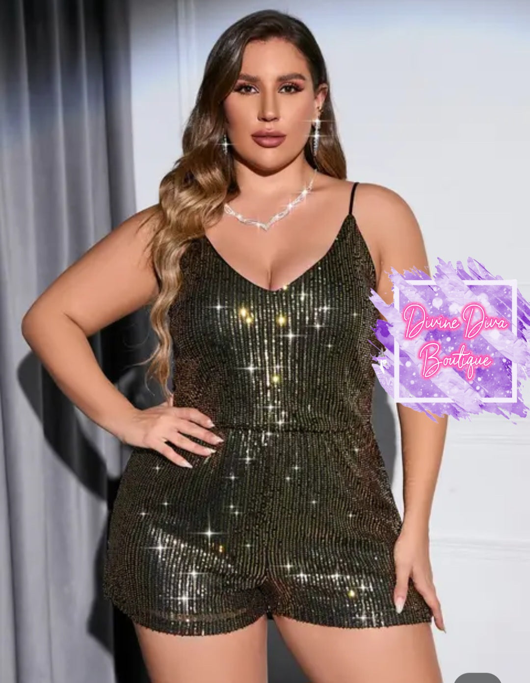 Double Crazy Cami Sequin Romper