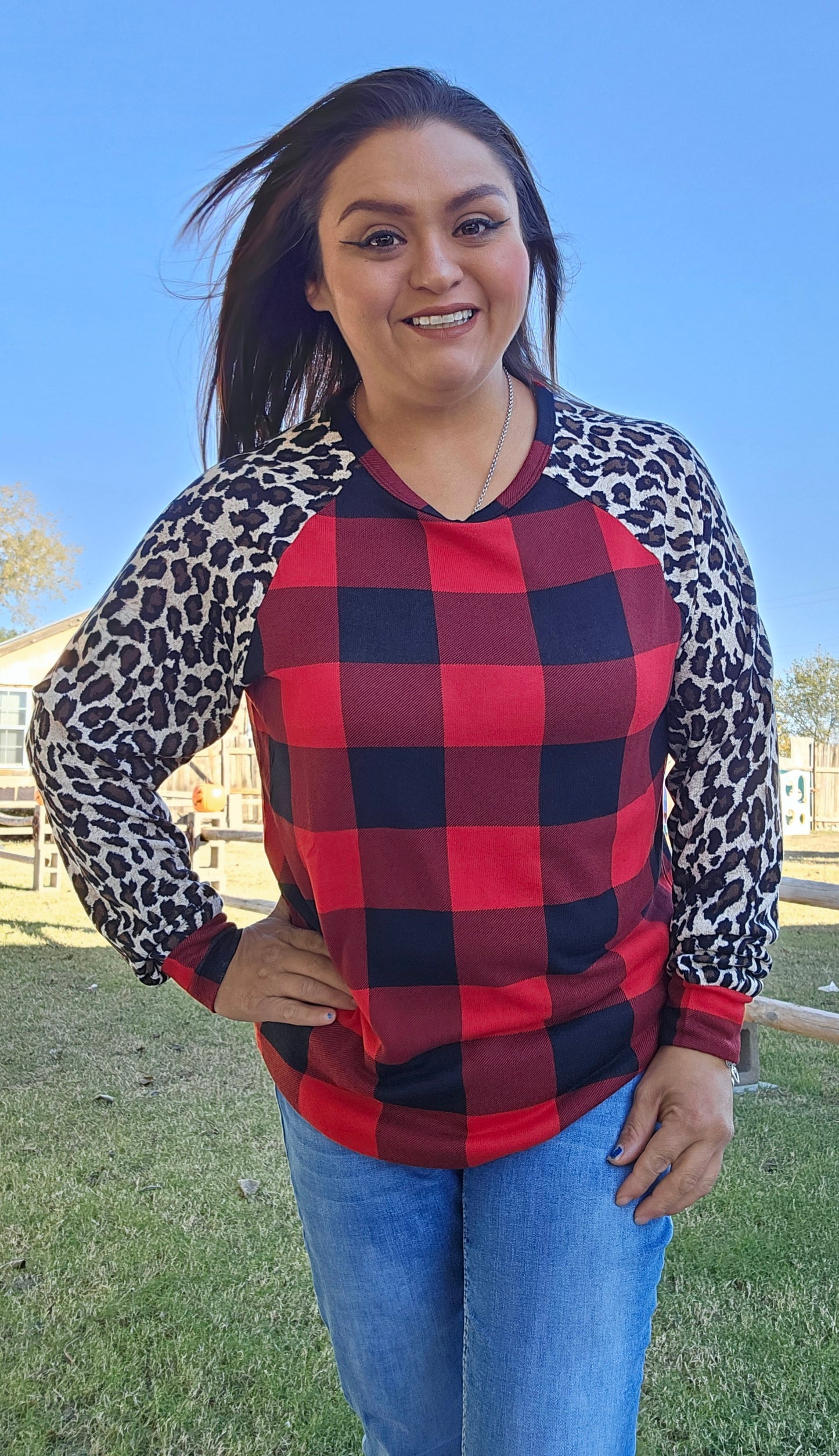 Buffalo Plaid Leopard Top