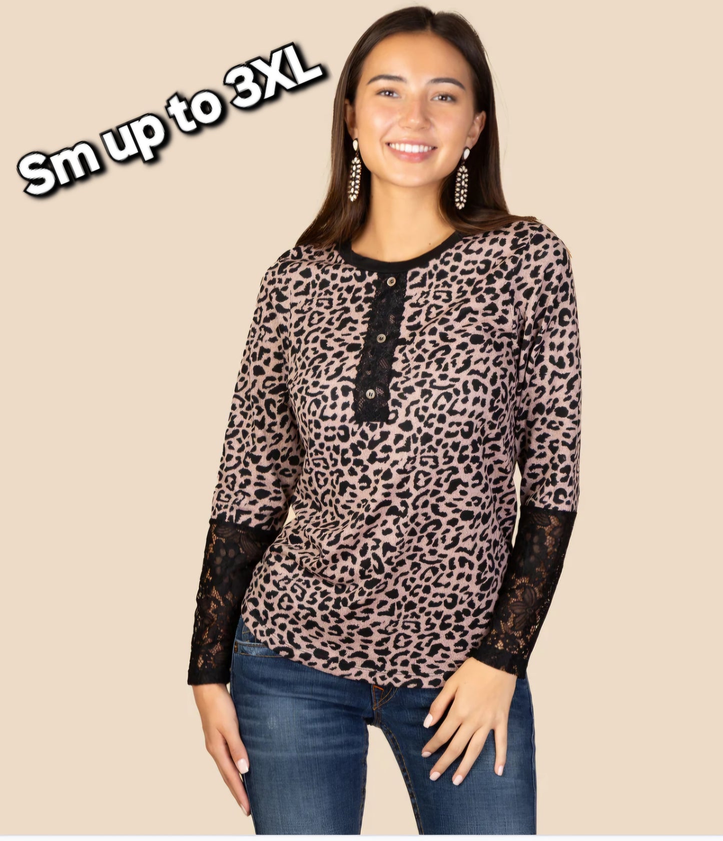 Pink Leopard Lace Top