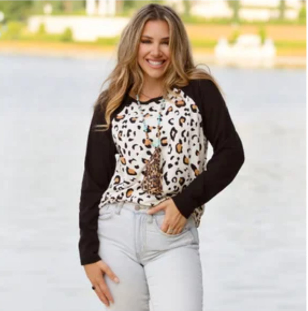 White Leopard Waffle Top