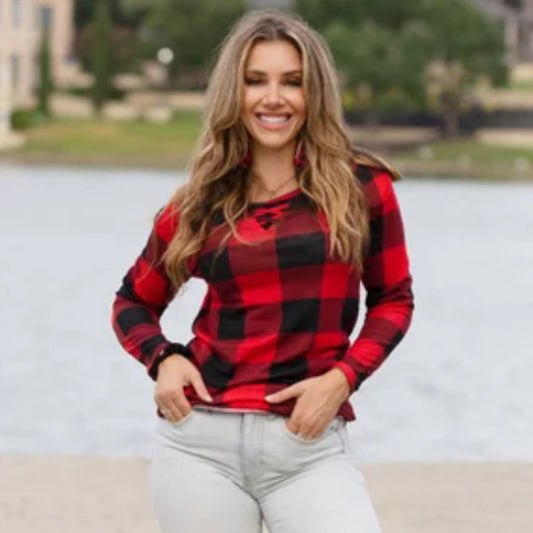 Plaid Lace Top