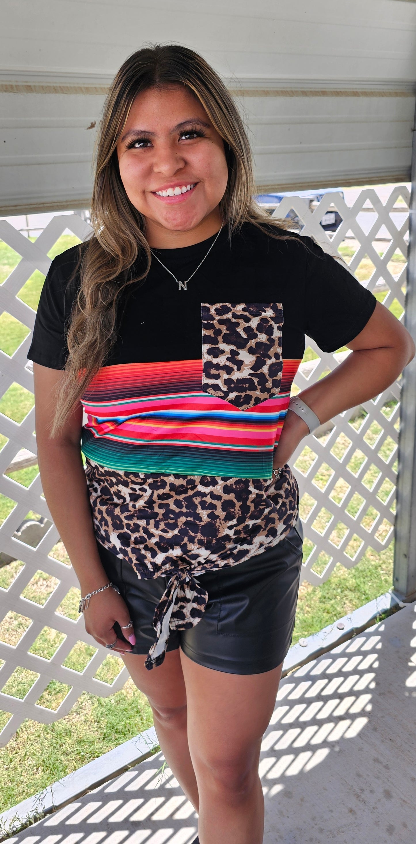 Serape Leopard Top