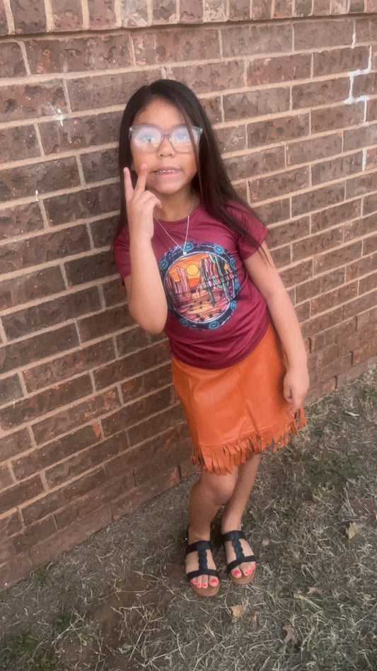 Faux Leather kids Skirt