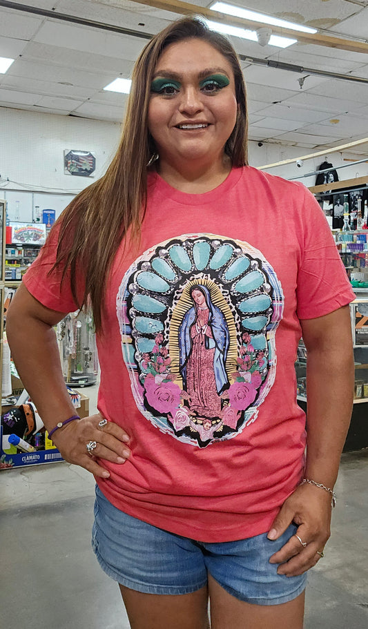 Turqouise Virgin Mary Tee