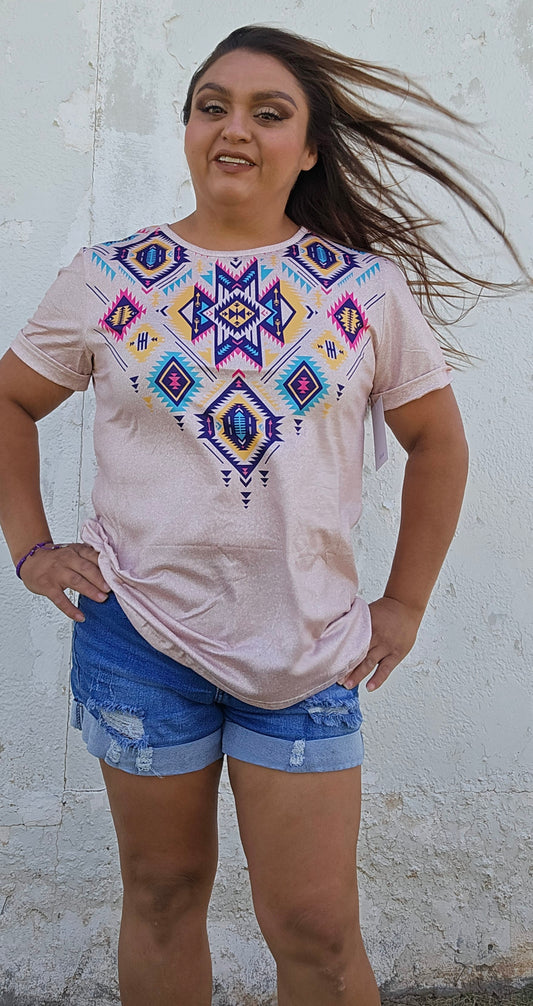 Dusty Pink Aztec Top